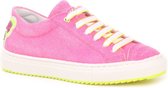 Kickers - Meisjes - Sneakers met Veters en Rits - Roze - Fluo Geel Maat 35