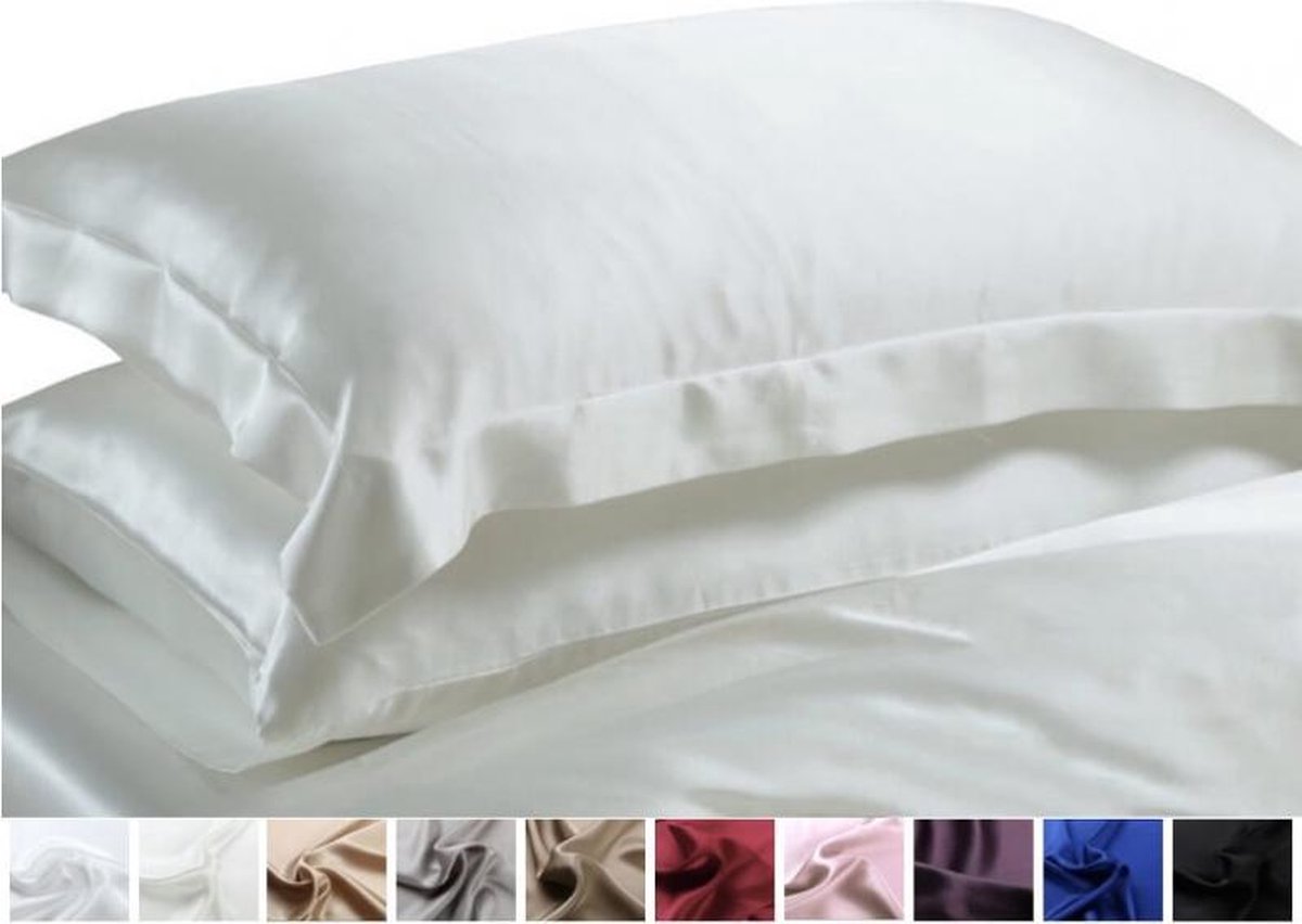 Zijden kussensloop, Crème wit, 50x60+5 cm, Oxford-style 100% zijde,  405thread... | bol.com