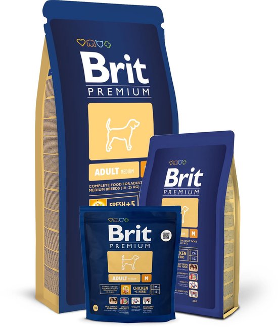 Brit premium adult medium 15kg hondenvoer met 41% kip | bol.com