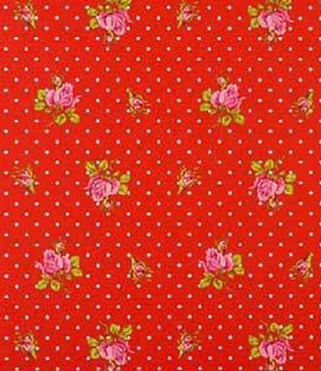 Eijffinger PIP studio behang rood met roze roosjes