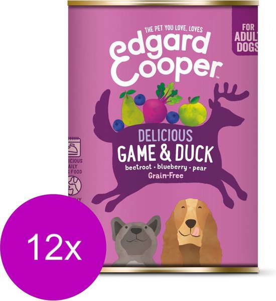 Edgard & Cooper Wild & Eend Blik - Voor volwassen honden - Hondenvoer - 12 x 400g