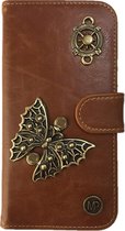 MP Case® PU Leder Mystiek design Bruin Hoesje voor Apple iPhone 6/6s (4.7) Vlinder Bedel book case wallet case