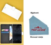 Pearlycase® Wit effen Wallet Bookcase Hoesje voor Nokia 6 (2018)