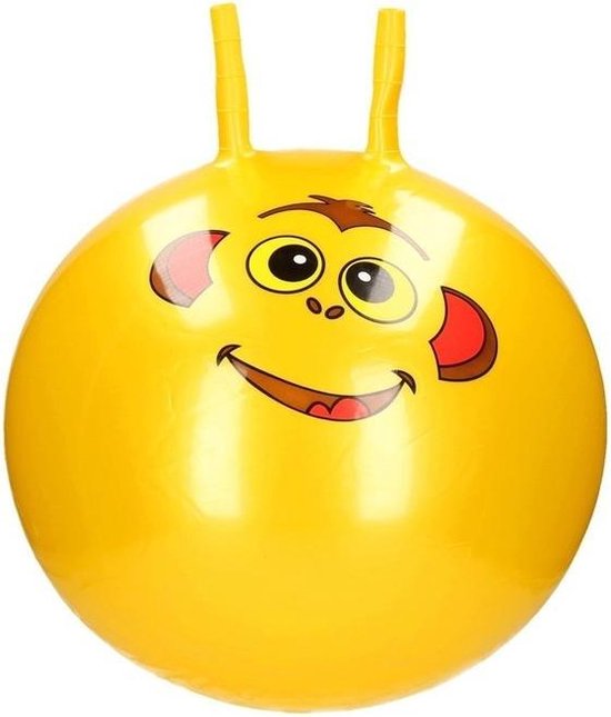 Skippybal met dieren gezicht geel 46 cm