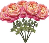 5x Roze rozen kunstbloem 66 cm - Kunstbloemen boeketten
