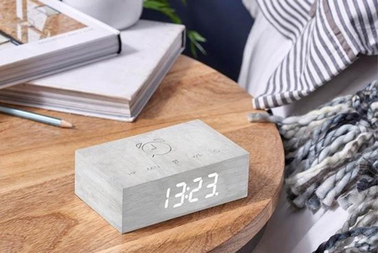 Réveil Gingko - Réveil Flip Click Clock bouleau blanc - rechargeable | bol