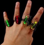 Halloween glow in the Spider  / Skull ringen - Multicolor - Kunststof - Set van 6