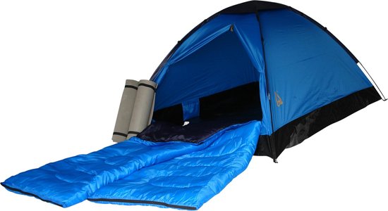Best Camp festival set - tent & slaapzak & slaapmat – 2 personen - blauw |  bol.com