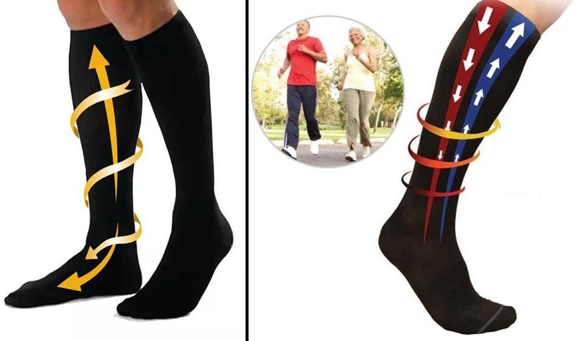 Steunkousen - Compressiekousen - Reissokken - Steunkousen Voor Op Reis- Heren/Dames - Maat L/XL - Travel Socks - Support Stockings