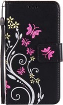 Shop4 - Samsung Galaxy A5 (2017) Hoesje - Wallet Case Kleurrijk Vlinder Patroon Zwart