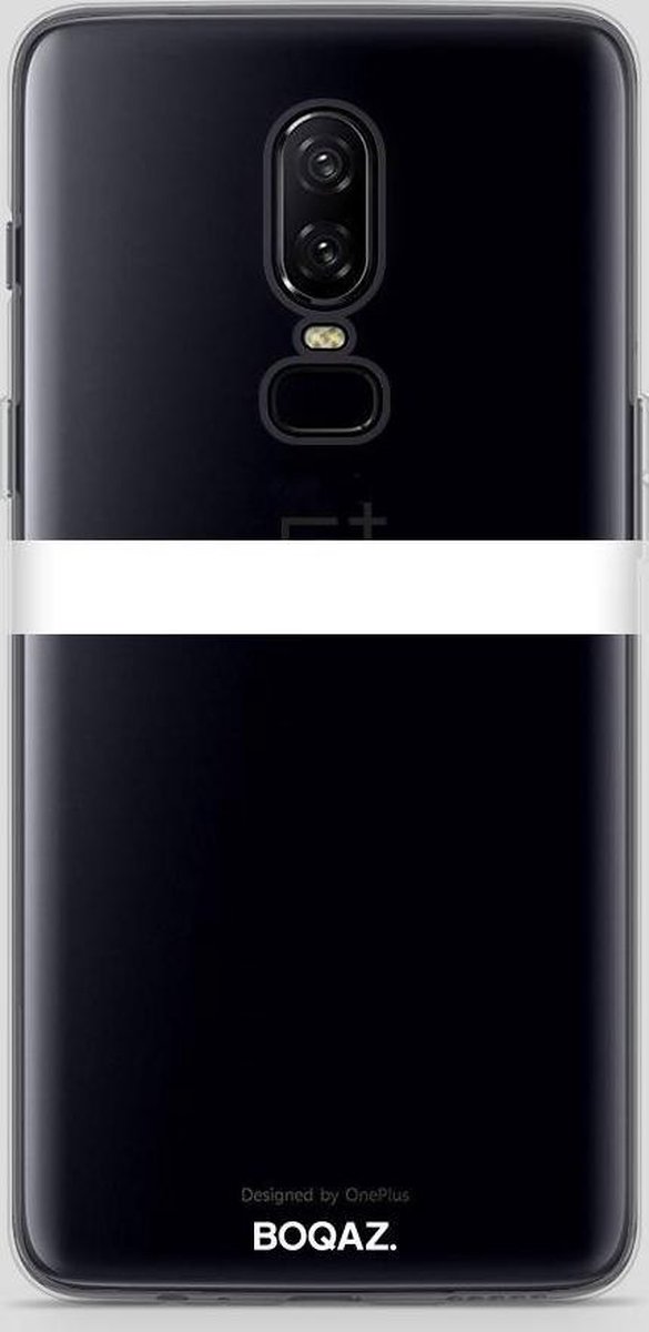 BOQAZ. OnePlus 6 hoesje - enkele streep wit