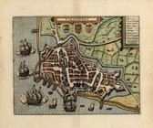 Mooie historische plattegrond, kaart van de stad Vlissingen, door L. Guicciardini in 1612