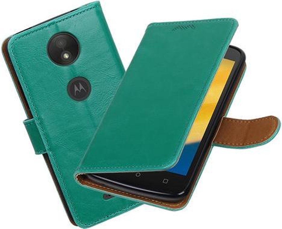 BestCases.nl Motorola Moto C Pull-Up booktype hoesje Groen
