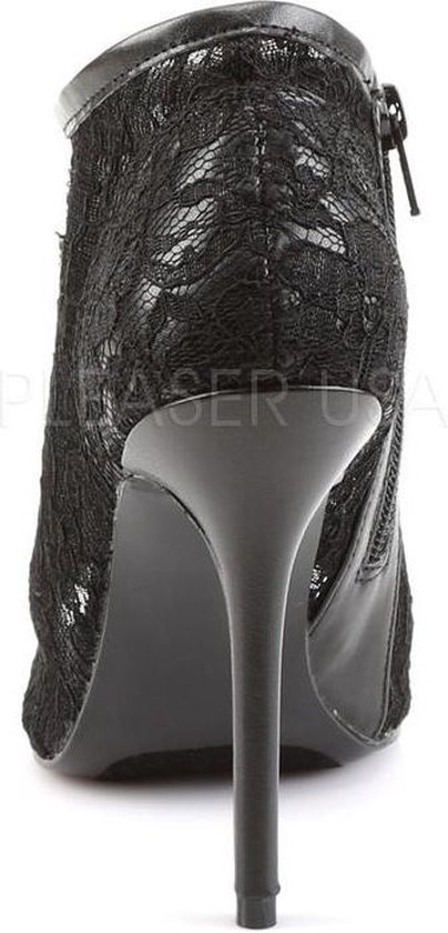 Amuse-56 peep toe talon aiguille avec couche supérieure en dentelle et fermeture à glissière noir - (EU 44 = US 13) - Fabulicious