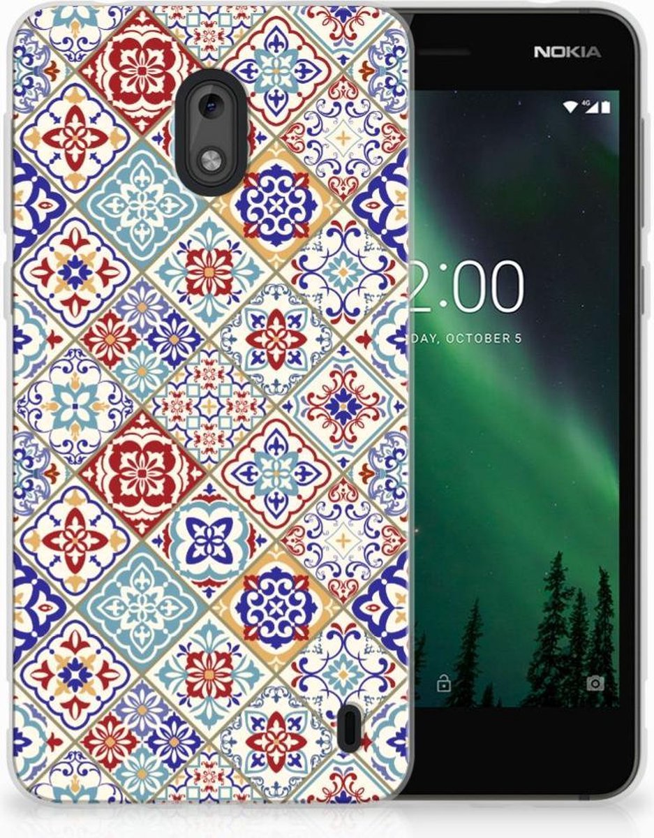 Back Cover voor Nokia 2 TPU Siliconen Hoesje Tiles Color