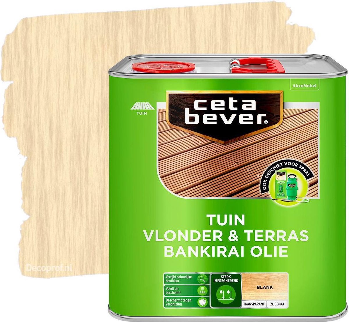 CetaBever Tuin Vlonder & Terras Bankirai Olie - Transparant- Blank - 2,5  liter | bol.com