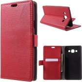 Litchi wallet hoesje Samsung Galaxy E5 rood