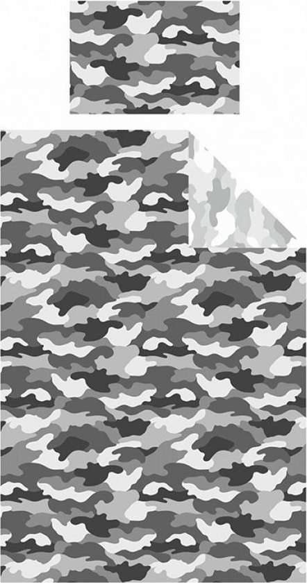 Maak een bed Vlekkeloos Marine 1 persoons dekbedovertrek 135x200 legerkleuren camouflage grijs | bol.com