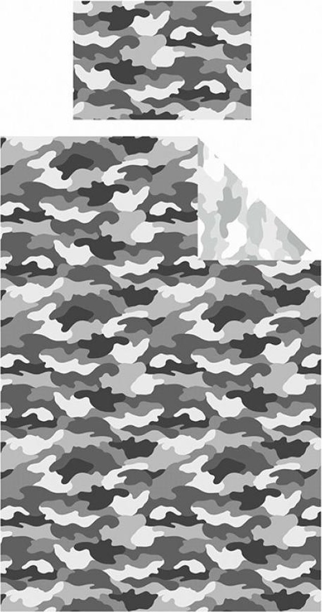1 persoons dekbedovertrek 135x200 legerkleuren camouflage grijs