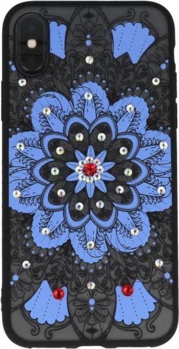 Blauw Diamant Mandala Back Cover Hoesje voor iPhone X