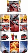 Snoozing Fire Department - Dekbedovertrek - Eenpersoons - 140x200/220 cm + 1 kussensloop 60x70 cm - Multi kleur