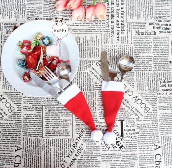 Kerst Decoratieve servies Mes Vork Set Kerst Hoed van TRYONE — afbeelding 4