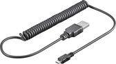 USB Micro B naar USB-A spiraalkabel - USB2.0 - tot 1A / zwart - 1,8 meter