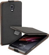 Zwart eco leder flip case voor de LG X Screen hoesje