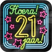 Huldeschild Neon - Hoera 21 jaar