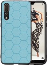 Hexagon Hard Case - Telefoonhoesje - Backcover Hoesje - achterkant hoesje - Geschikt voor Huawei P20 Pro - Blauw