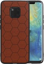 Hexagon Hard Case - Telefoonhoesje - Backcover Hoesje - achterkant hoesje - Geschikt voor Huawei Mate 20 Pro - Bruin