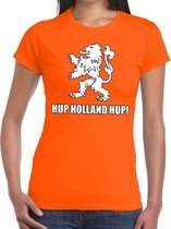 Nederland supporter t-shirt Hup Holland Hup oranje voor dames - landen kleding L