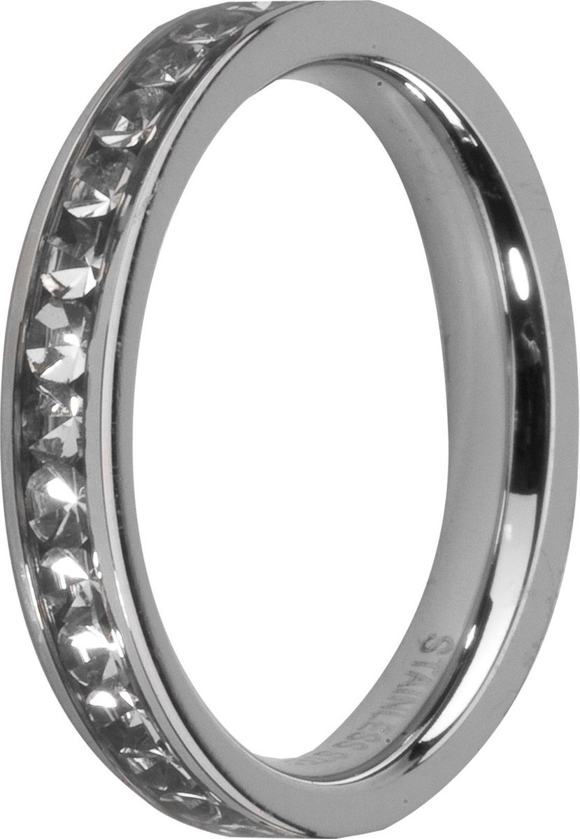 Melano friends eva cz ring - zilverkleurig + crystal - dames - maat 52