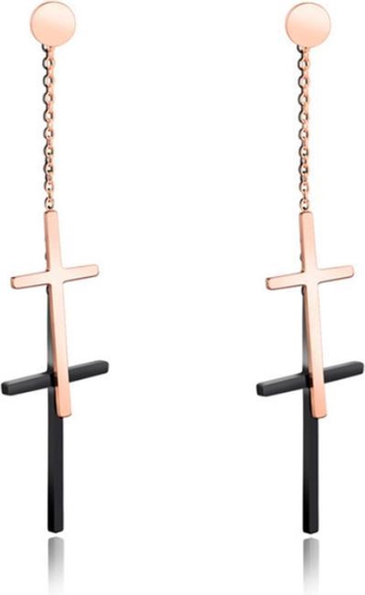 Cilla Jewels Double Cross stud oorbellen