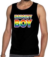 Naughty boy gay pride tanktop/mouwloos shirt zwart heren 2XL
