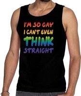 I am so gay i cant even think straight tanktop zwart heren L