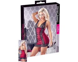 Cottelli Collection –  Negligé Jurk met Veter Sluiting en Kanten Cups voor Spannende After – Maat L - Zwart