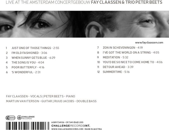 Fay Claassen & Trio Peter Beets Live at the Amsterdam Concertgebouw Tracklist