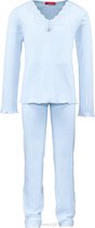 Luxe mooie zacht blauwe Girly Pyjama Set van Hanssop met verfijnde kant details., Meisjes pyjama, licht blauw, maat 152