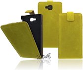 Devills Crazy Lederen Flip Case LG Optimus L9 2 Hoesje Crazy Yellow