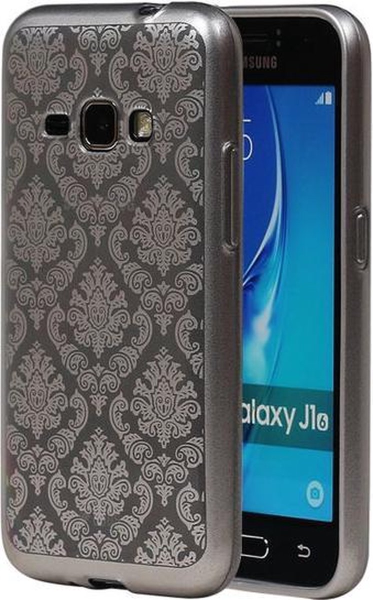 Zilver Brocant TPU back case cover hoesje voor Samsung Galaxy J1 (2016)