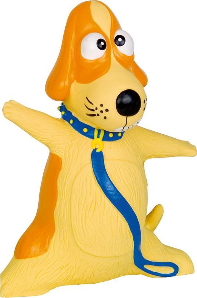 Nobby Latex Hond met riem – Hond – Kauwspeelgoed – 12,5 cm – Geel