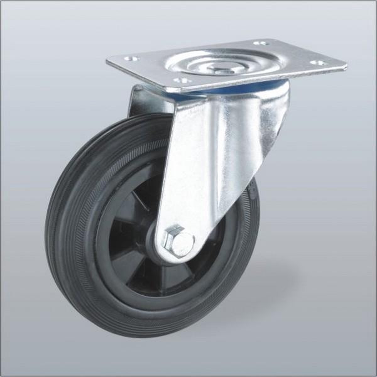 Rubber zwenkwiel met topplaat - 100mm - 100kg