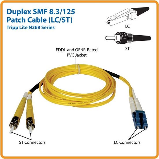 Tripp Lite N368-05M Câble fibre optique 5 m OFNR 2x LC 2x ST Jaune