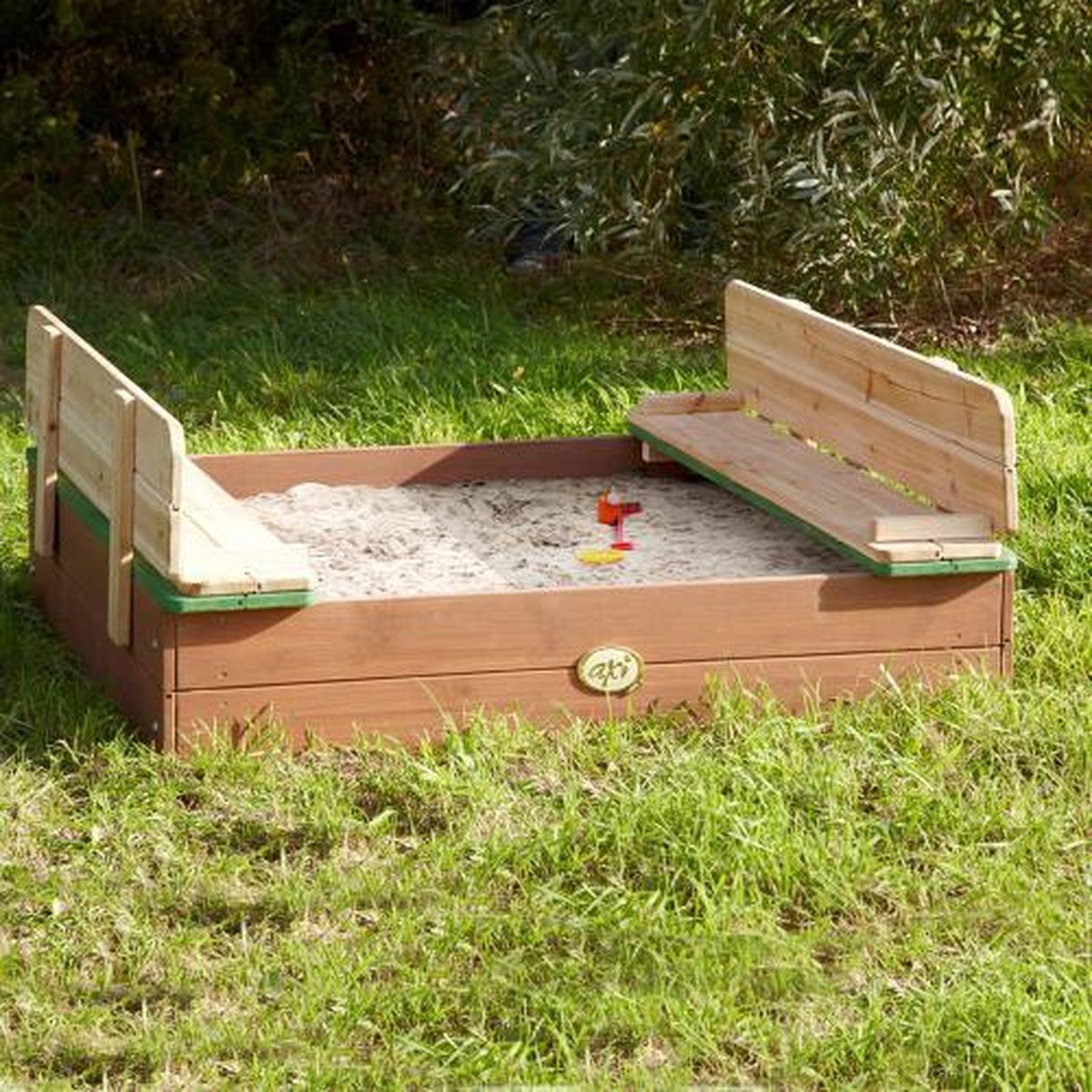 AXI Ella Houten Zandbak in Bruin/Groen - Met Zitbankjes en Deksel - FSC hout - 100x95x20cm - Zandbak voor kinderen — afbeelding 15