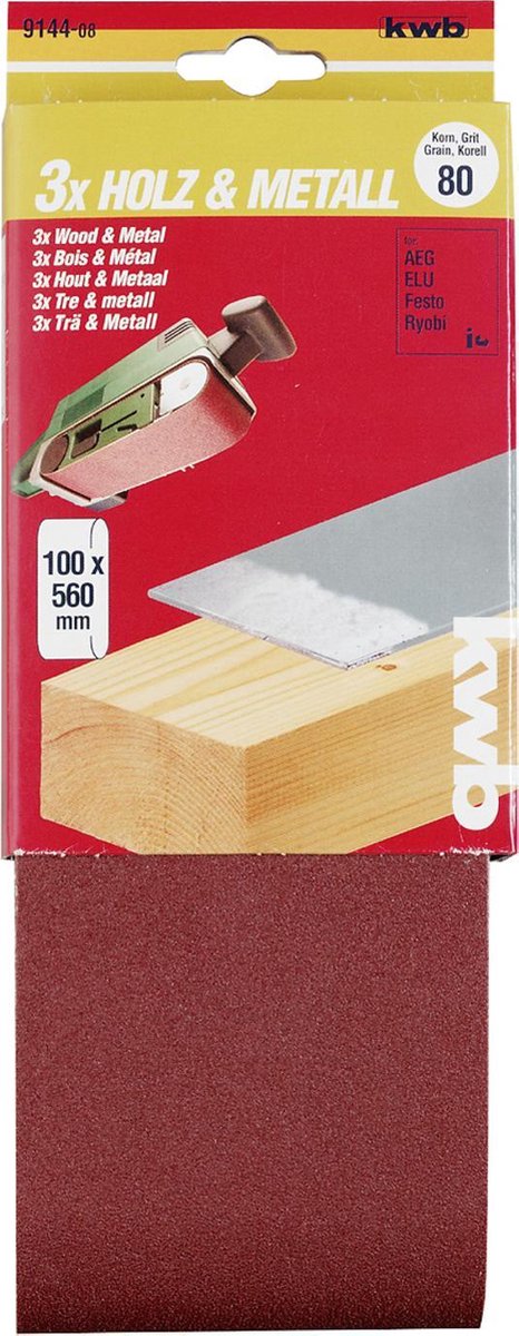 KWB schuurband K80 100 x 560 mm 3 stuks