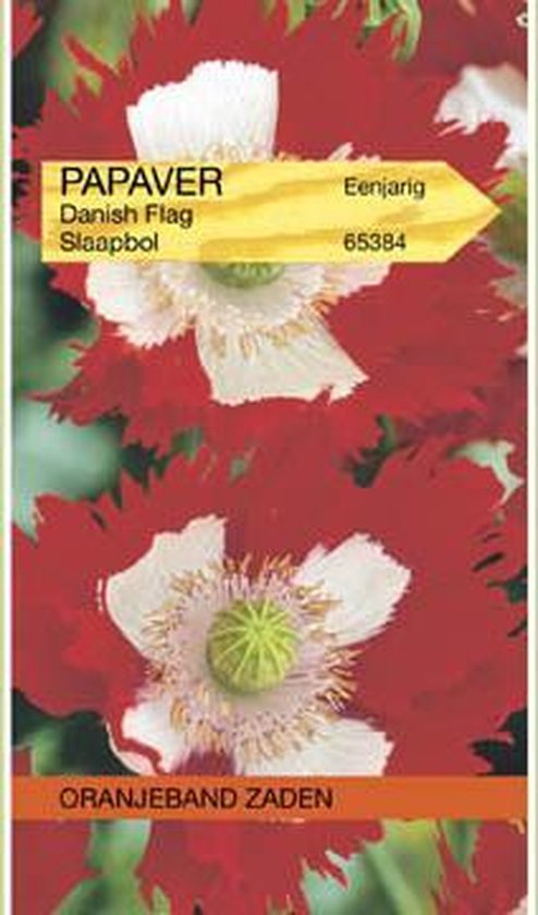 Oranjebandzaden -  Papaver, Slaapbol Danish Flag