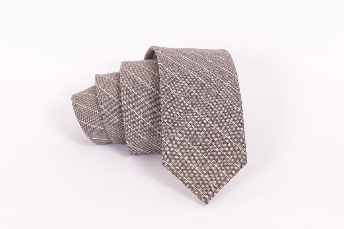 Premium Ties - Luxe Stropdas Heren - Katoen - Grijs - Inclusief Luxe Gift Box!