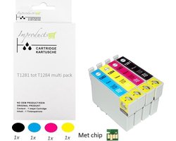 Improducts® Inkt cartridges - Alternatief Epson T1281 T1282 T1283 T1284 T1285 set v4 chip