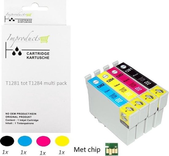 Improducts® Inkt cartridges - Alternatief Epson T1281 T1282 T1283 T1284 T1285 set v4 chip